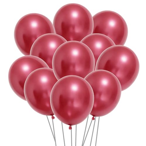 50pcs Red Metallic Balloons 12 Inch Latex Balloons for Birthday Party