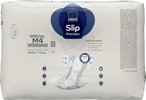 Image of Abena Classic Design Adult Diapers, Slip Special Premium Incontinence Briefs, Heavy Absorbency, Level 4, Medium, 56 Count