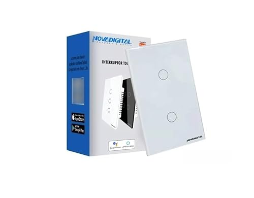 Interruptor inteligente Lite 2 botões touch Wi-Fi branco Novadigital