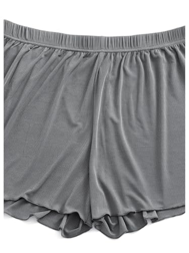 Image of Floerns Women's Plus Size Solid Pajama Shorts 2 Pack Soft Lounge Sleep Shorts