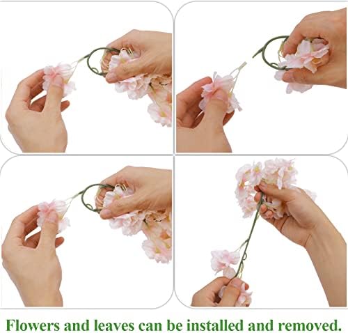 Pauwer 3 Pack 18FT Artificial Silk Cherry Blossoms Vine Flowers Fake Hanging Garland for Decor Garden Home Wedding