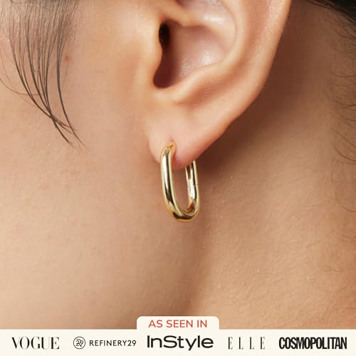 Ana Luisa Rox Rectangle Hoop Earrings for Women - Chic Small & Mini 14K Gold Plated Hoop Trendy Earrings & Silver Rhodium Plated Huggie Hoops - Hypoallergenic Tarnish-Free Water-Resistant Huggie Hoops2