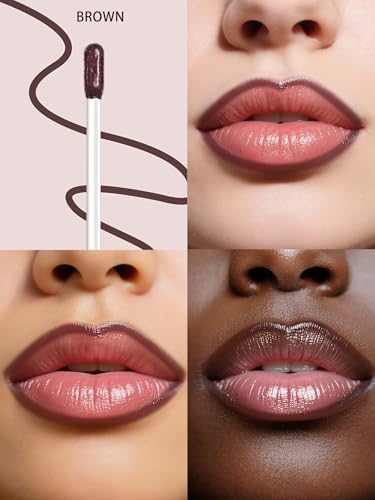 Image of Lip Stain Peel Off Lip Liner Stain with Tweezer, Long Lasting Matte Lip Tint Tattoo, Highly Pigmented Color Lip Makeup, Waterproof Lipstick, Transfer-proof Lipstain for Women, Brown