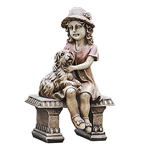 Statue petite fille du jardin en résine durable pour ornement extérieur