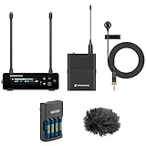 Sennheiser EW-DP ME 4 Set Camera-Mount Digital Wireless Cardioid Lavalier Mic System (R1-6: 520 to 576 MHz) Bundle with Auray WLW Fuzzy Windbuster and Watson Rapid Charger with 4 AA Batteries