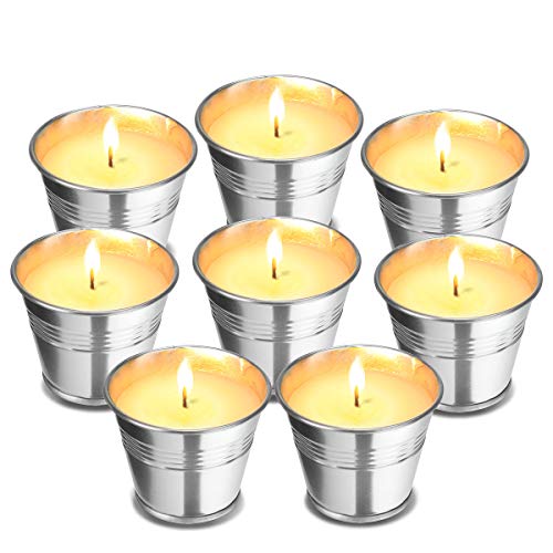 Godmorn Citronella kaarsen buiten, 8 stuks soja wax geurkaarsen, onschadelijke draagbare soja kaars, 80-120 branduren, citronella kaarsen set voor tuin, terras, feest, camping, yoga