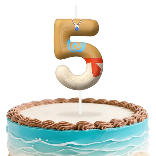 Image of Hawaii Number 5 Birthday Candles, Island Themed Cake Topper for Boys Girls Cake Decorations, Birthday Decorations Party Supplies, Number Candles for Party Decor