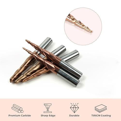Ouyang ZDXD4168 5Pcs Tapered Ball Nose Router Bit Set- 6Mm Dia Shank, Solid Carbide, Spiral End Mills thumb #2