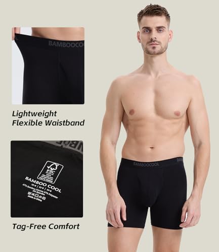 Image of BAMBOO COOL Men's Underwear Breathable Boxer Briefs with Fly Moisture-Wicking Lightweight Underwear 7-Pack