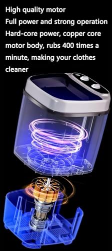 Image of Button Operated Mini Top Loading Washing Machine || Steel Drum Portable Washing Machine with Anti Bacterial Function of Blue UV Light Rotary Controller for Compact Laundry || Baby Clothes.