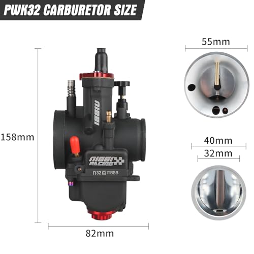 Image of NIBBI PWK 32mm Carburetor with Three Main Jets and One Pilot Jet of Performance Racing Carburetor for Replace Keihin or mikuni Carburetors