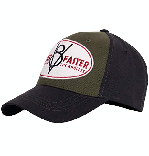 King Kerosin - Gorra de béisbol para hombre, con bordado vintage Louder & Faster verde oliva Large/X-Large