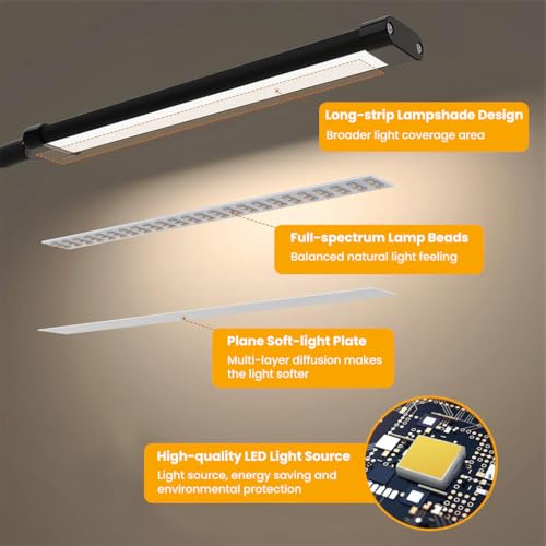 Image of ELEPHANTBOAT Table Lamp for Study Room, 3-Color Dimmable LED USB Table Lamp for Study Desk, Flexible Clamp-On Desk Reading, Study, Work Light for Home Office