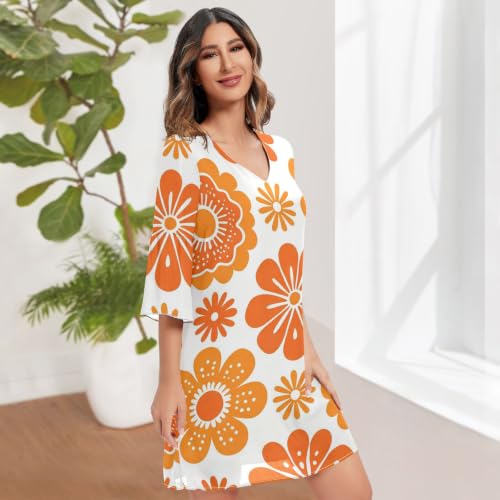 Vestido de gasa Airy acampanado fresco contra el calor con cuello en V 3