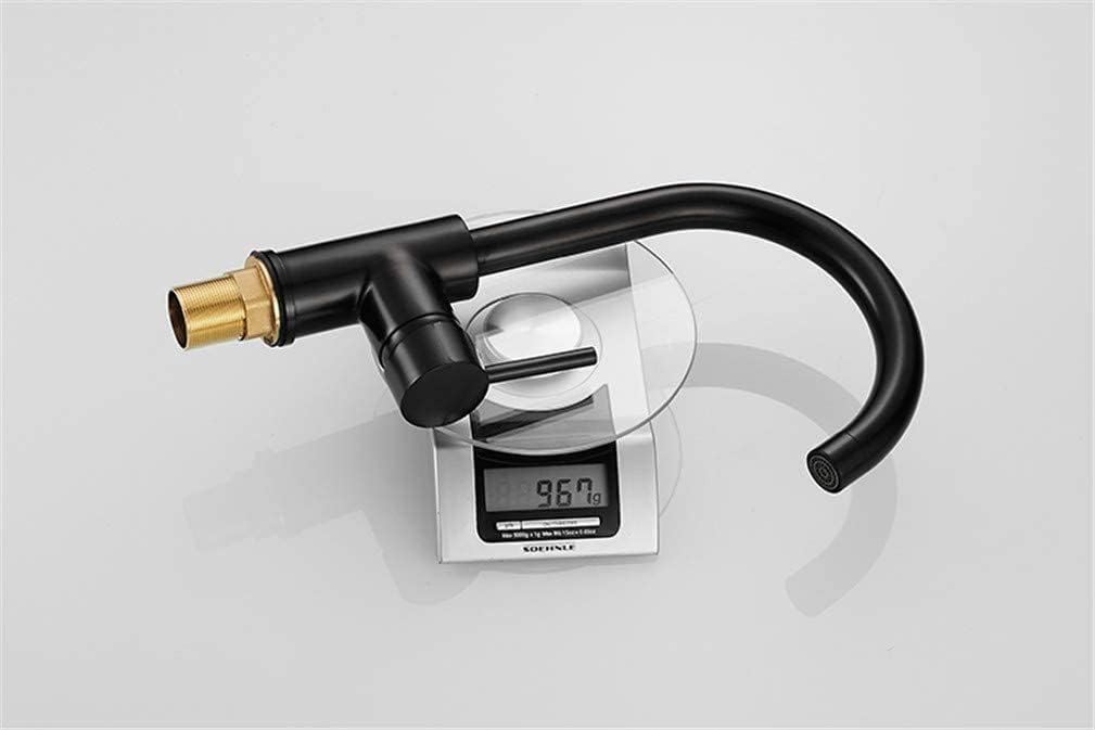 Kitchen Faucets Black Color Rotating Copper Crane Kitchen Sink Faucet Hot and Cold Water Vegetables Kitchen Mixer Tap with Aerator Single Handle,Black(Black)