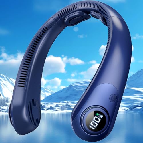 Portable Neck Fan that Blow Cold Air, LED Display, Rechargeable Hands-Free Wearable Cooling Personal...