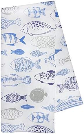 INDIA OVERSEAS Under The Sea Themed Dish Towels, Set of 2 (Fishy in The Deep Blue Sea)