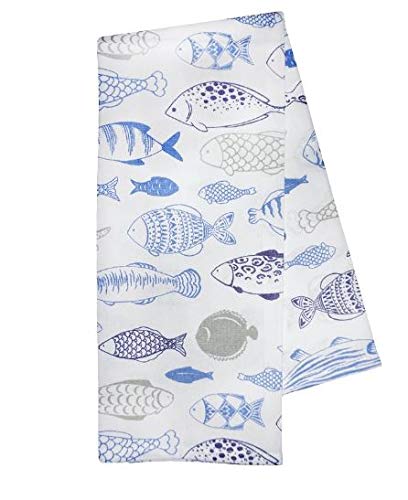 INDIA OVERSEAS Under The Sea Themed Dish Towels, Set of 2 (Fishy in The Deep Blue Sea)