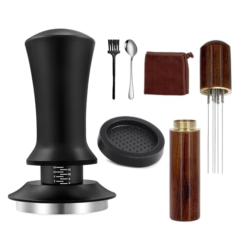 IHONYI Juego De Prensador De Café De 51 Mm, Incluye Accesorios Para Espresso, Acero Inoxidable y Extraíble, Muelle Integrado y Escala Para Cafés, Regalos Para Amantes Del Café