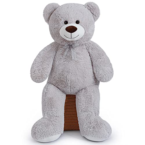 Sausudols Orso di Peluche Giant Teddy XL Orsacchiotto Grande 110 cm Peluche Giocattolo Regalo per Compleanno Natale e San Valentino Grigio