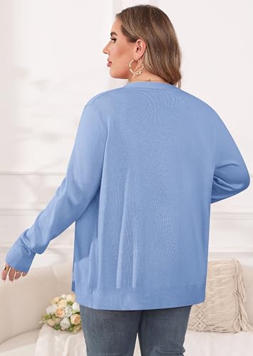 Image of TIANZHU Plus Size Cardigan for Women Button Open Front Long Sleeve V Neck Comfy Lightweight Sweaters XL-4XL