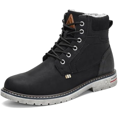 Mishansha Men's Snow Boots Women's Anti-skid Hiking Boots Warm Ankle Bootie Outdoor Hiking Shoes Black 12.5 Women/11 Men Cover
