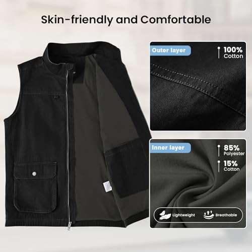 Image of TBMPOY Men's Lightweight Vest Cotton Sleeveless Casual Fishing Outerwear