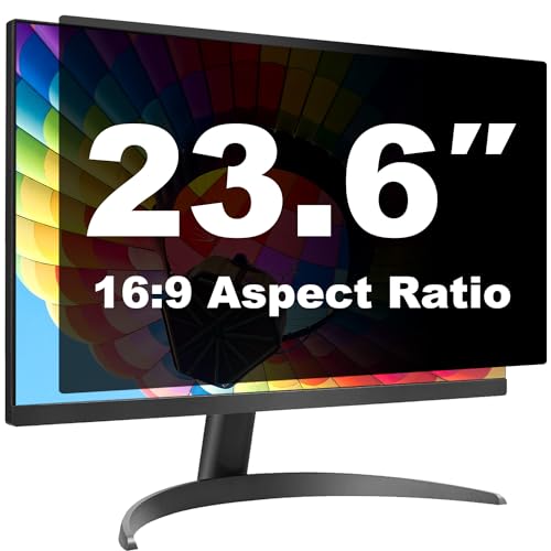 Pozlle 23.6 Inch Computer Privacy Screen Shield for 16:9 Widescreen Desktop Monitor - Anti-Glare Blue Light Privacy Filter and Anti Spy Privacy Screen Protector Film