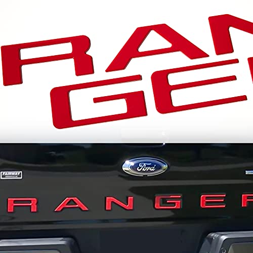 Okrex Ranger Accessories Tailgate Insert Letters Compatible with Ranger Auto Safety Tailgate Letters for Ranger 2019 2020 2021 3D Raised Rear Emblem Decals with Seccotine (RED)