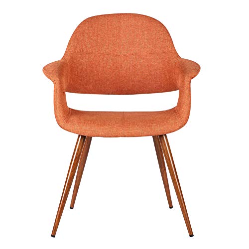 Armen Living Phoebe Dining Chair In Orange Fabric And Walnut Wood Finish #TOP1