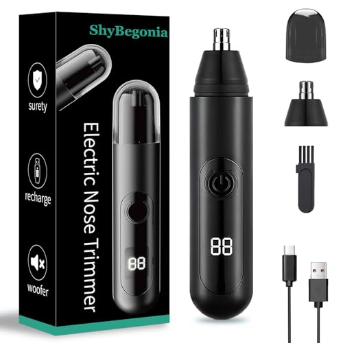 ShyBegonia Wiederaufladbarer Ohr- und Nasenhaartrimmer - 2025 Professioneller schmerzloser Augenbrauen- & Gesichtshaarschneider für Männer Frauen, batteriebetriebener Trimmer mit IPX7 Wasserdicht