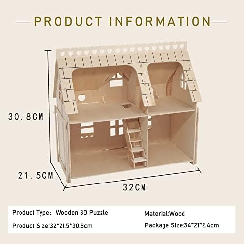 lemogo Wooden Dolls House (Separate House) - Wooden Handcraft Construction Kit (DH003)