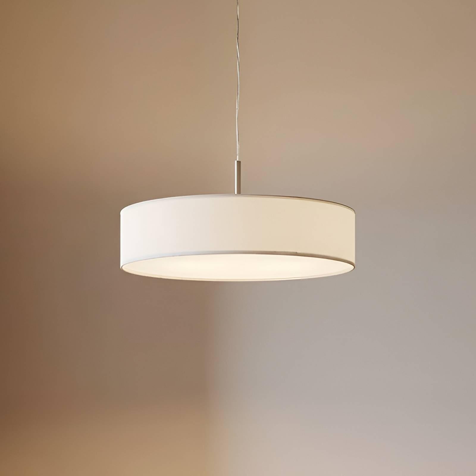 Lindby Pendelleuchte Textil rund 50 cm, Hängeleuchte Stoff weiß Hängelampe 3x E27 ohne Leuchtmittel Wohnzimmerlampe Schlafzimmerleuchte Esszimmer
