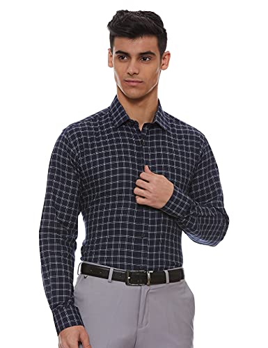Image of Amazon Brand - Arthur Harvey Men's Regular Shirt (AH01-GTZ-CHK-C100 Navy1 44)