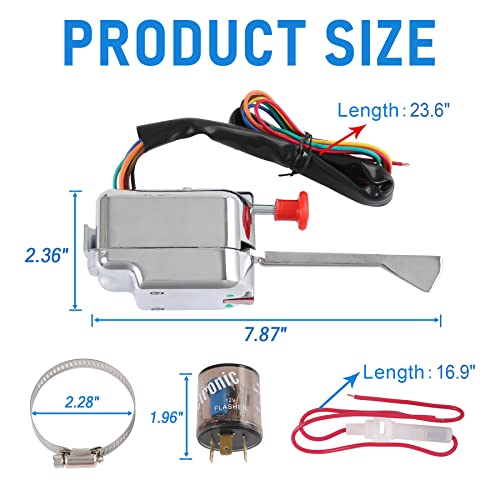 Image of JDMSPEED New Chrome 12V Universal Street Hot Rod Turn Signal Switch with Flasher Replacement for Ford GM