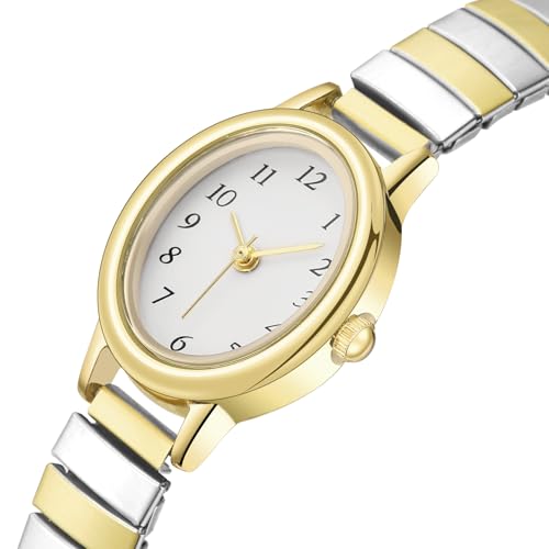 Elegant Gold Women's Quartz Watch with Oval Case and Expansion Strap - Water Resistant Ladies Timepiece - Image 5