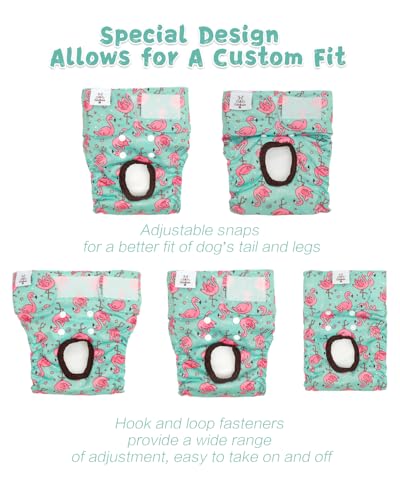 Image of CuteBone Washable Female Dog Diapers 4 Pack Reusable Doggie Heat Diapers for Period FMG10L