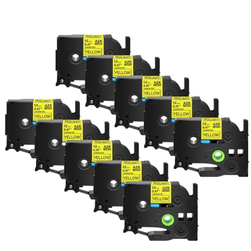 5 10�p�b�Naze 231 TZ 231 TZE 241 12mm Black for White General�ړI���~�l�[�g���x���e�[�v(10PK Black on Yellow)