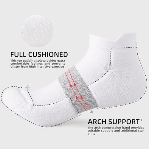 Image of FITRELL 5-6 Pairs Ankle Running Socks for Women Athletic Cushioned Low Cut Tab Sports Socks