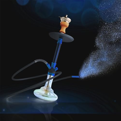 RMAN Shisha Set 66cm Aluminium Shisha Komplett mit Premium Zubehör Schlauch Mundstück Tonkopf Schliff Kohlezange Edelstahl Tauchrohr - Blau