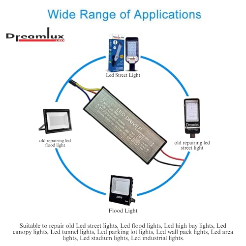 Image of Dreamlux 100 Watt 3000mA IP66 Led Driver With 2 Years Warranty and 6Kv Surge,OVP,UVP,OTP Protection for Street /Flood Light Repairing (Color : Black, PACK OF 2pc)