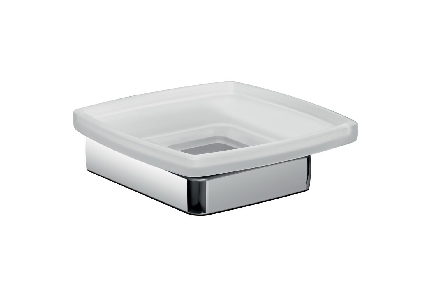 Emco Trend 023000100 Soap Dish (Satin Crystal Glass with Chrome Holder for Hand Soaps + Core Soaps, Width 120 mm) 023000100, Glass, Normal