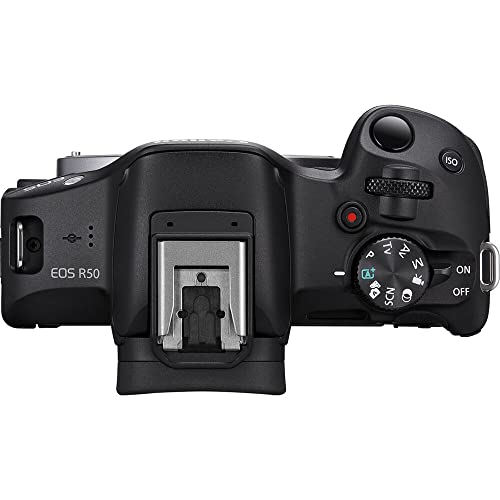 Image of Canon EOS R50 Mirrorless Camera Kit - APS-C RF Camera with 18-45mm Lens, 4K Video, Dual Pixel AF II & Vari-Angle Touchscreen (5811C012) + Shoulder Bag + 64GB Memory Card