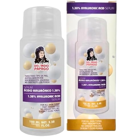 Del Indio Papago Hyaluronic Acid Serum (3.38 Fl Oz) / Serum Acido Hialuronico 1.38% Para, todo tipo de Piel - Intensive Daily Hydration, For All Skin Types, Anti Aging Formula - LIMITED EDITION!!! Cover