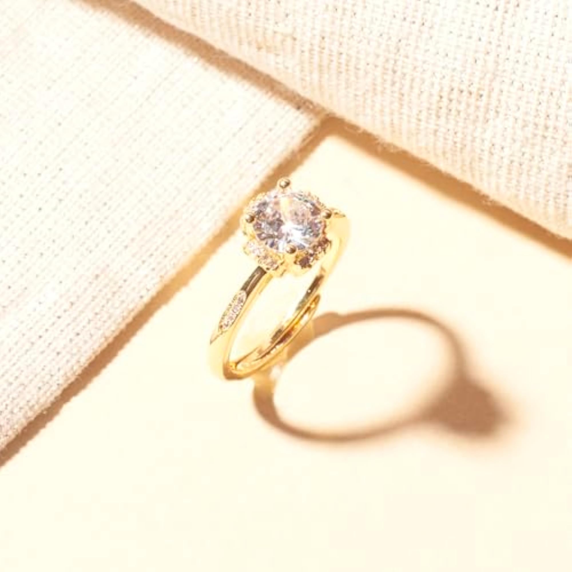 Women's Classic Golden Adjustable Promise Ring, Minimalist Design
