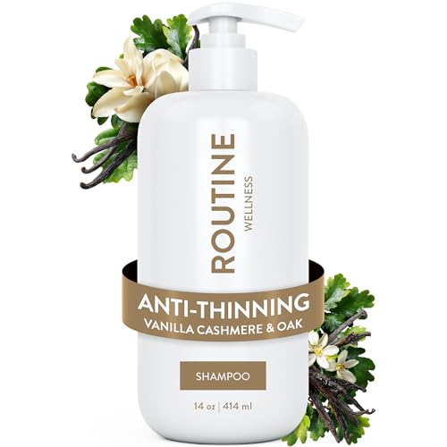Image of Routine Wellness Anti-Thinning Volumizing Shampoo - Vanilla Cashmere & Oak | Clinically tested shampoo for thinning hair with biotin, pea peptides, saw palmetto oil, color safe, sulfate free
