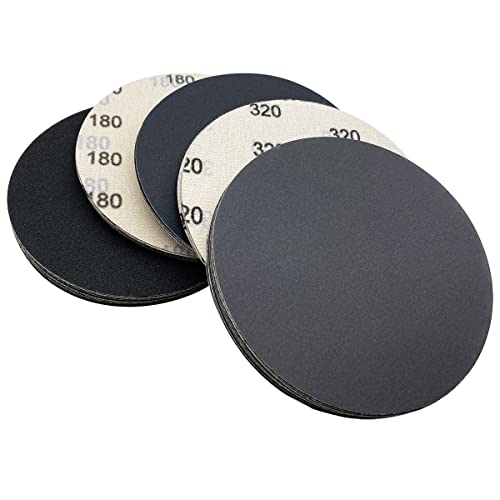 6 Inch Wet Dry Sandpaper, 50 PCS (120 180 240 320 400) Grit Sanding Disc with Premium Silicon Carbide, Hook and Loop Flocking Polish Sandpaper for Auto, Wood or Metal Polishing and Sanding