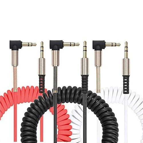 Coiled 3.5mm Stereo Audio Cable, (3 Pack) AUX 3.5 Audio Cord for Smartphones Tablets and Other 3.5mm DC Plug Port Device (Black,Red,White)