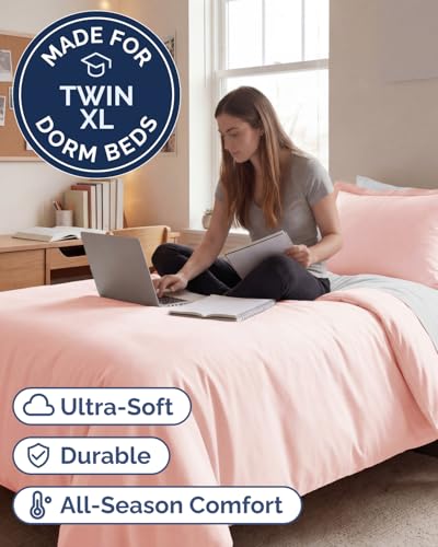 Image of Duvet Cover Twin /Twin XL Size Set - Extra Soft Twin /Twin XL Duvet Cover 68 inch x 90 inch with 1 Pillow Sham for Women, Men, Kids & Teens - Comfy, Easy-Care & Fade Free w / Zipper Closures & Ties (Baby Pink)