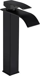 Grifo de baño negro, cascada para lavabo superior, altura de caño de 200 mm, monomando